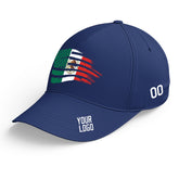 Custom Navy Baseball Cap Mexican Flag Adjustable Hat for Men and Women