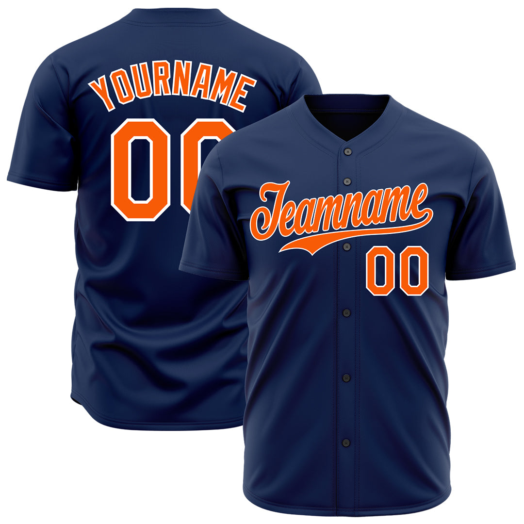 Custom Navy Baseball Jersey Authentic Hip Hop Button Down Vintage Shirt