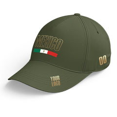 Custom Olive Baseball Cap Mexican Flag Adjustable Hat for Men and Women Available