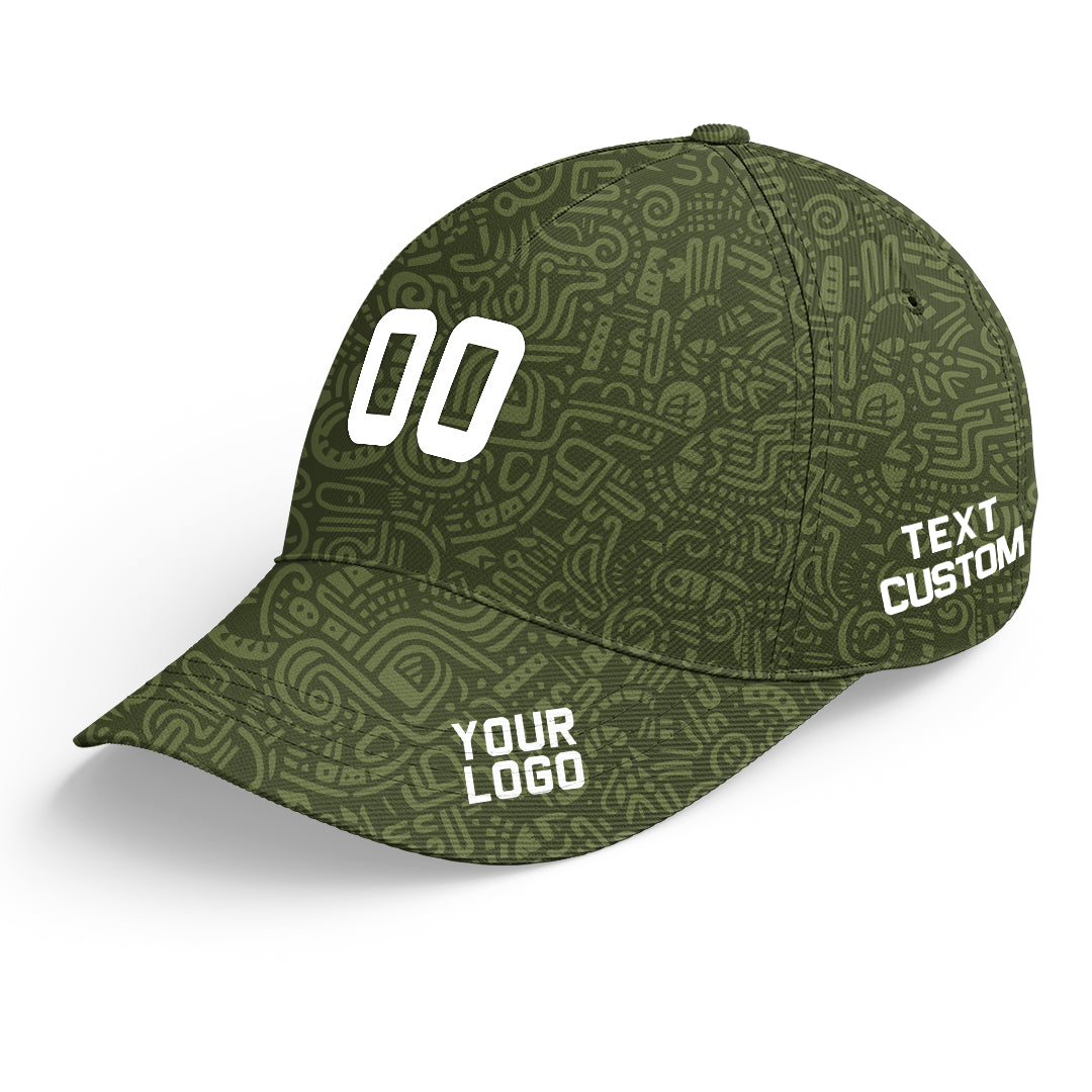 Custom Olive Baseball Cap Print Logo Text Adjustable Hat For Men Women