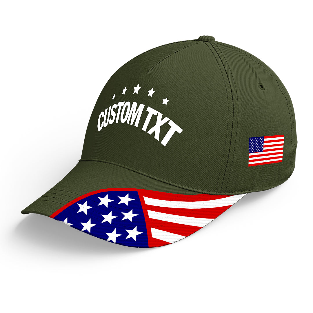 Custom Olive Green Print Caps Personalized Logo Text Hat Ideal for Business Events Gifts