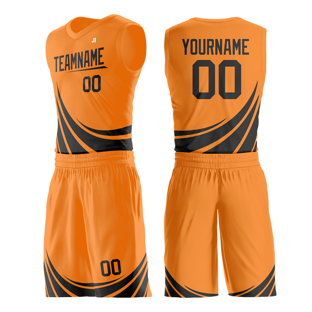 Custom Orange Basketball Team Uniform Print Athletic V-Neck Mesh Jersey
