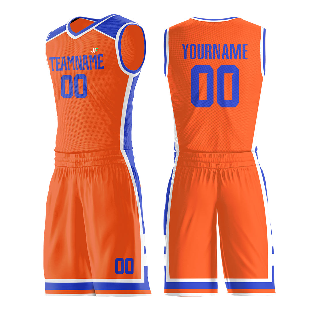 Custom Orange Basketball Uniform Personailzed Printed Athletic Mesh Jersey