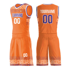 Custom Orange Basketball Uniform Print Athletic V Neck Mesh Jersey Design Your Own