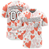 Custom Orange Heart Valentine's Day Baseball Jersey Fans Special Edition Authentic Full Button Down Shirt