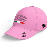 Custom Pink Baseball Cap Mexican Flag Adjustable Hat for Men and Women Available