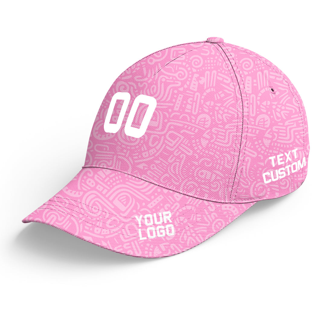 Custom Pink Baseball Cap Print Logo Text Adjustable Hat For Men Women
