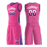 Custom Pink Basketball Uniform Design Your Own Print Athletic V Neck Mesh Jersey Design Your Own