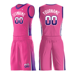 Custom Pink Basketball Uniform Design Your Own Print Athletic V Neck Mesh Jersey Design Your Own