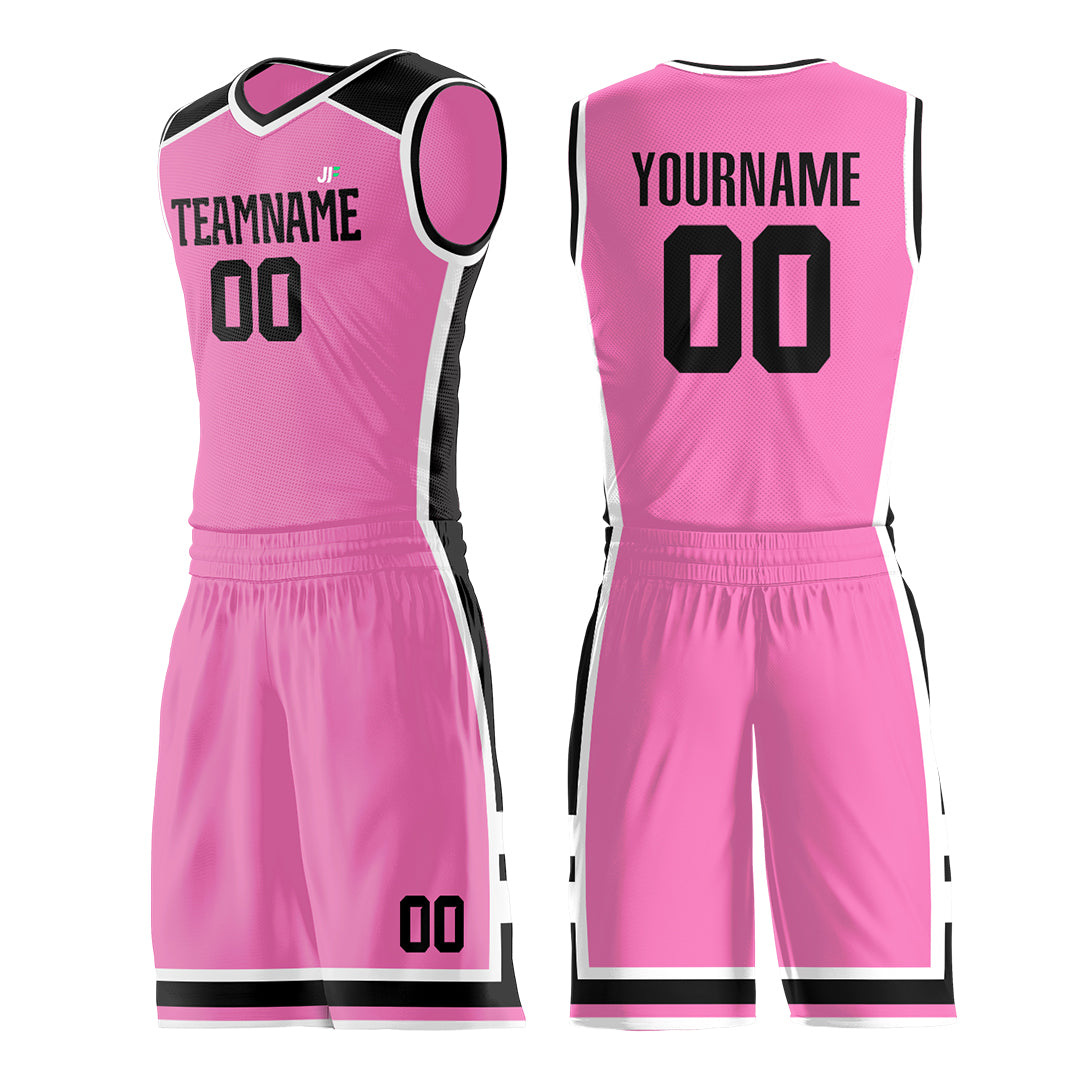 Custom Pink Basketball Uniform Personailzed Printed Athletic Mesh Jersey