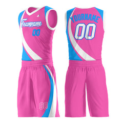 Custom Pink Basketball Uniform Print Athletic V Neck Mesh Jersey