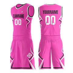 Custom Pink Basketball Uniform Print Name Number Athletic V Neck Mesh Jersey Design Your Own