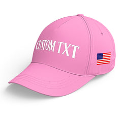 Custom Pink Print Logo Text Adjustable Snapback Cotton Twill Hat