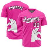 Custom Pink Valentine's Day Baseball Jersey Fans Special Edition Authentic Full Button Down Shirt
