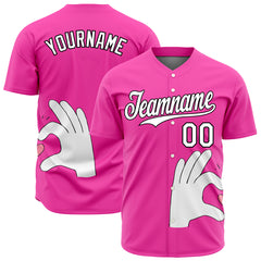 Custom Pink Valentine's Day Baseball Jersey Fans Special Edition Authentic Full Button Down Shirt