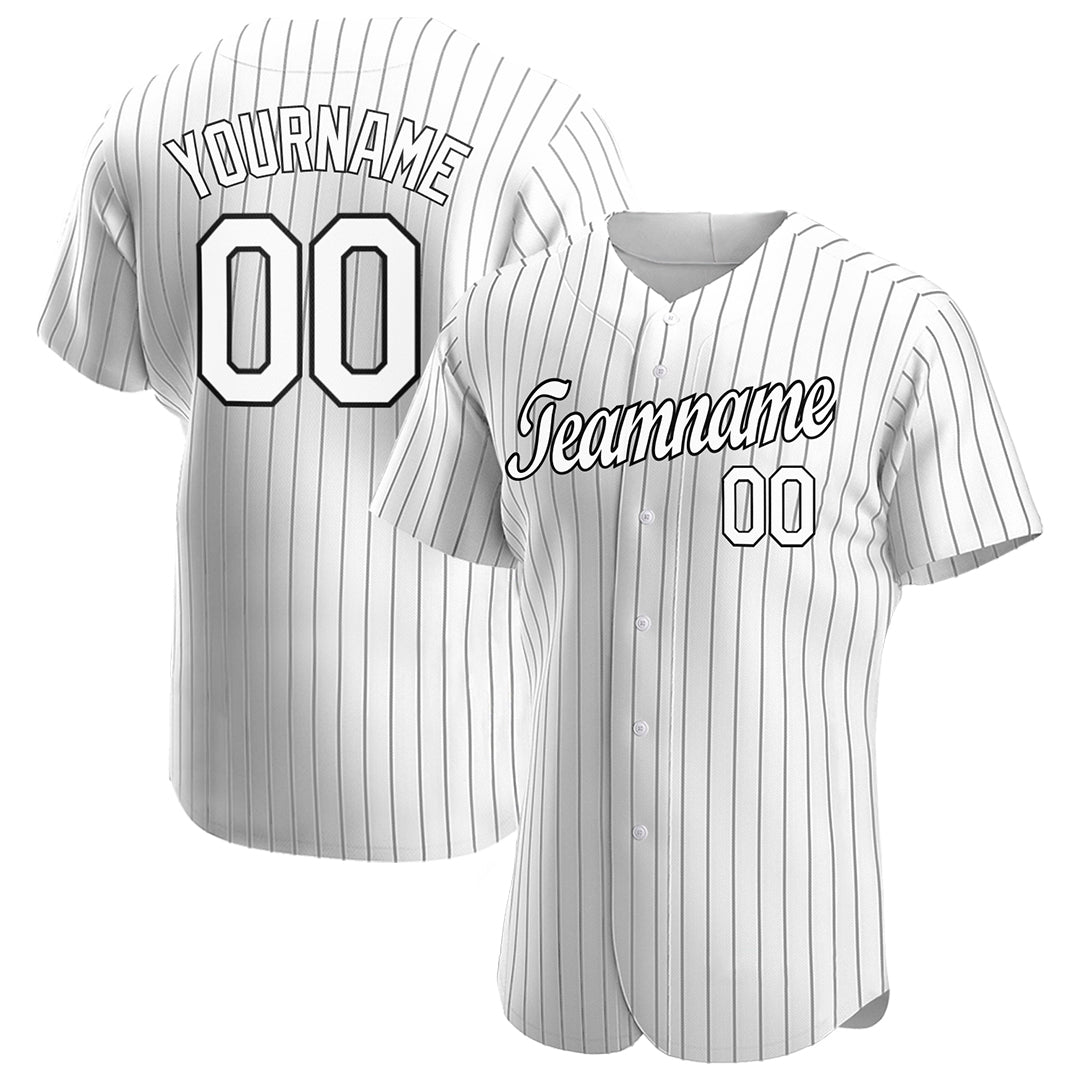 Custom Pinstripe Baseball Jersey Authentic Button Down Vintage White Shirt
