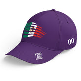 Custom Purple Baseball Cap Mexican Flag Adjustable Hat for Men and Women