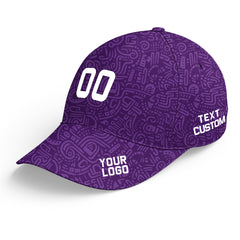 Custom Purple Baseball Cap Print Logo Text Adjustable Hat For Men Women