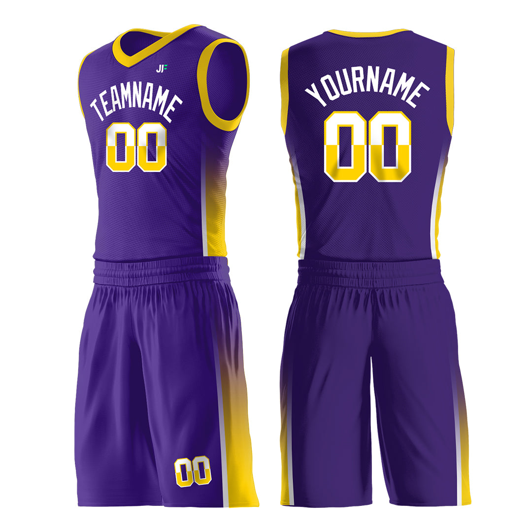 Custom Purple Basketball Uniform Design Your Own Print Athletic V Neck Mesh Jersey Design Your Own