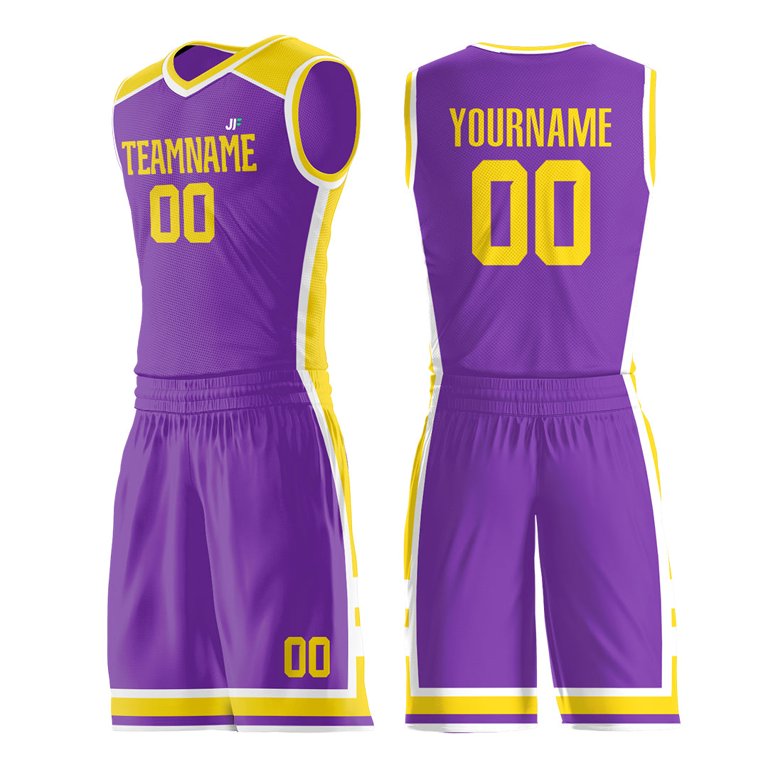 Custom Purple Basketball Uniform Personailzed Printed Athletic Mesh Jersey