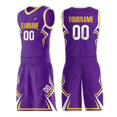 Custom Purple Basketball Uniform Print Name Number Athletic V Neck Mesh Jersey Design Your Own