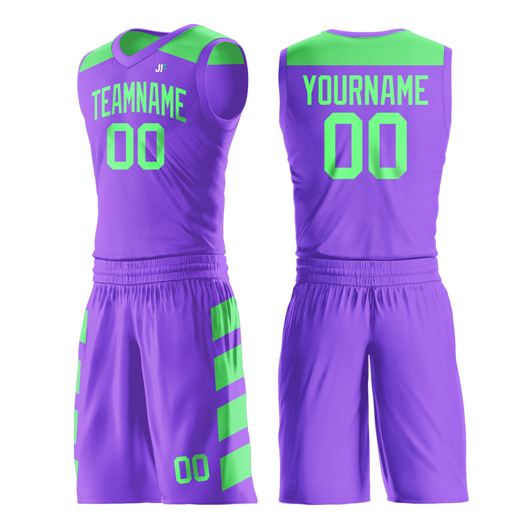 Custom Purple Basketball Uniform Print Name Number Logo Mesh Jersey