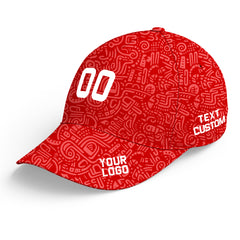 Custom Red Baseball Cap Print Logo Text Adjustable Hat For Men Women