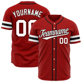 Custom Red Baseball Jersey Authentic Button Down Vintage Game Training Shirt