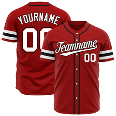 Custom Red Baseball Jersey Authentic Button Down Vintage Game Training Shirt