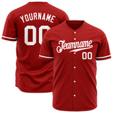 Custom Red Baseball Jersey Stitched Authentic Button Down Vintage Shirt