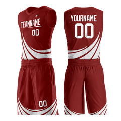 Custom Red Basketball Team Uniform Print Athletic V-Neck Mesh Jersey
