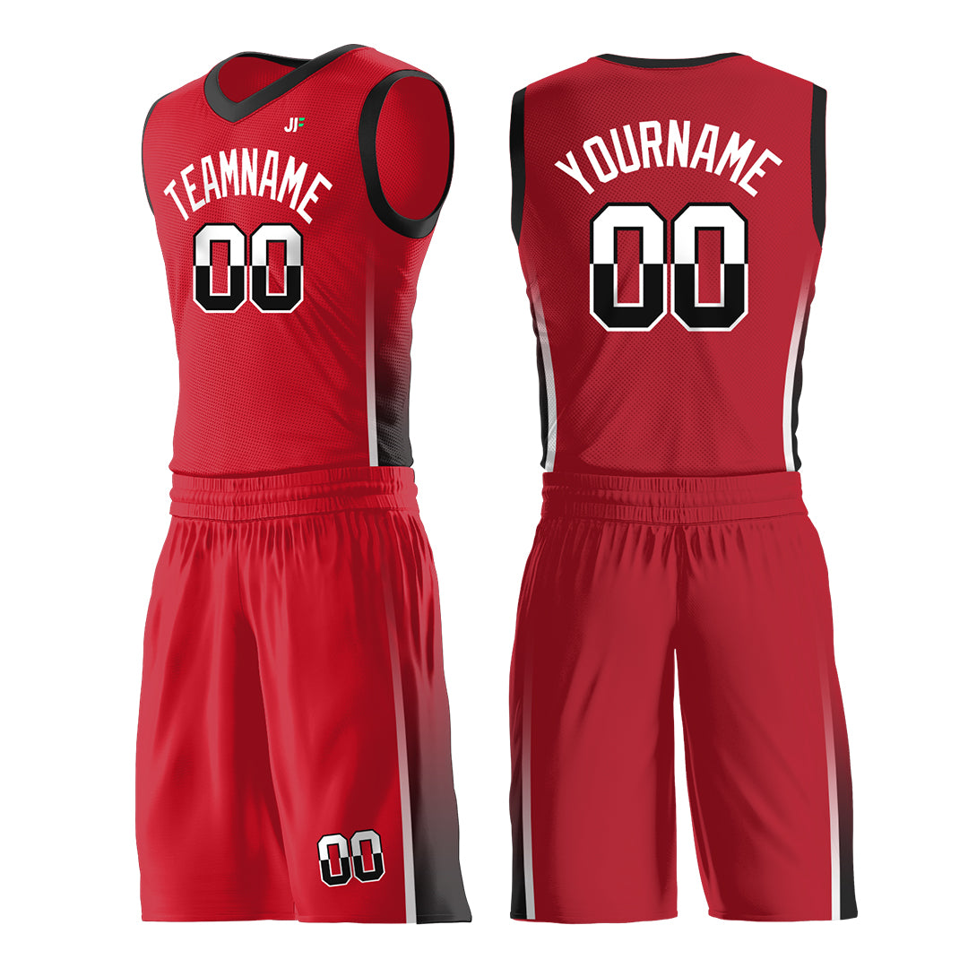 Custom Red Basketball Uniform Design Your Own Print Athletic V Neck Mesh Jersey Design Your Own