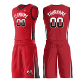 Custom Red Basketball Uniform Design Your Own Print Athletic V Neck Mesh Jersey Design Your Own