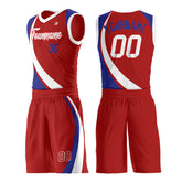 Custom Red Basketball Uniform Print Athletic V Neck Mesh Jersey
