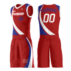 Custom Red Basketball Uniform Print Athletic V Neck Mesh Jersey