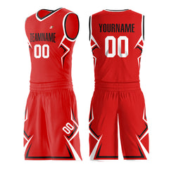 Custom Red Basketball Uniform Print Name Number Athletic V Neck Mesh Jersey Design Your Own