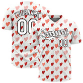 Custom Red Heart Valentine's Day Baseball Jersey Fans Special Edition Authentic Full Button Down Shirt