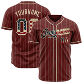 Custom Red National Flag Pinstripe Fans Special Edition Authentic Vintage Baseball Jersey