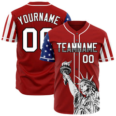 Custom Red National USA Flag Two Tone Authentic Vintage Baseball Jersey