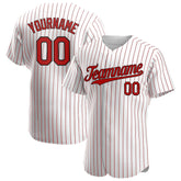 Custom Red Pinstripe Baseball Jersey Stitched Authentic Button Down Vintage