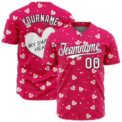 Custom Red Valentine's Day Baseball Jersey Fans Special Edition Authentic Full Button Down Shirt