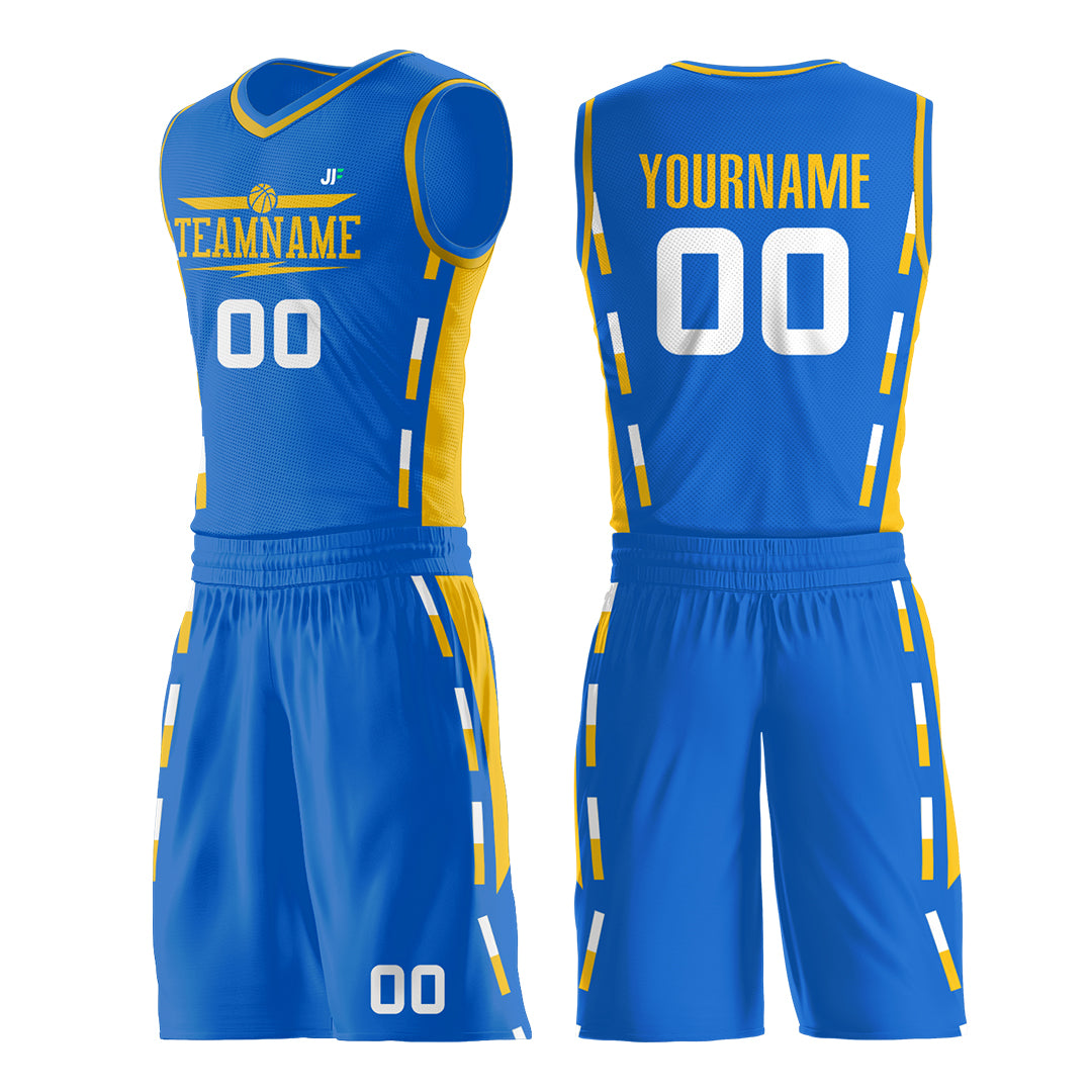 Custom Reversible Blue Basketball Uniform Hip Hop Athletic Sports Shirts Mesh Jersey