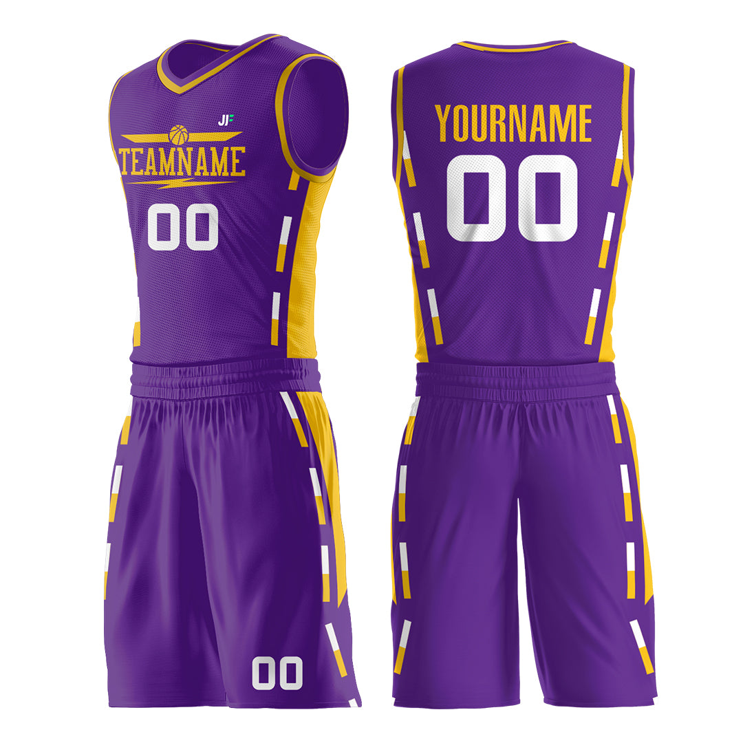 Custom Reversible Purple Basketball Uniform Hip Hop Athletic Sports Shirts Mesh Jersey