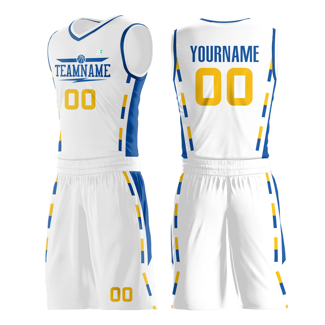Custom Reversible White Basketball Uniform Hip Hop Athletic Sports Shirts Mesh Jersey