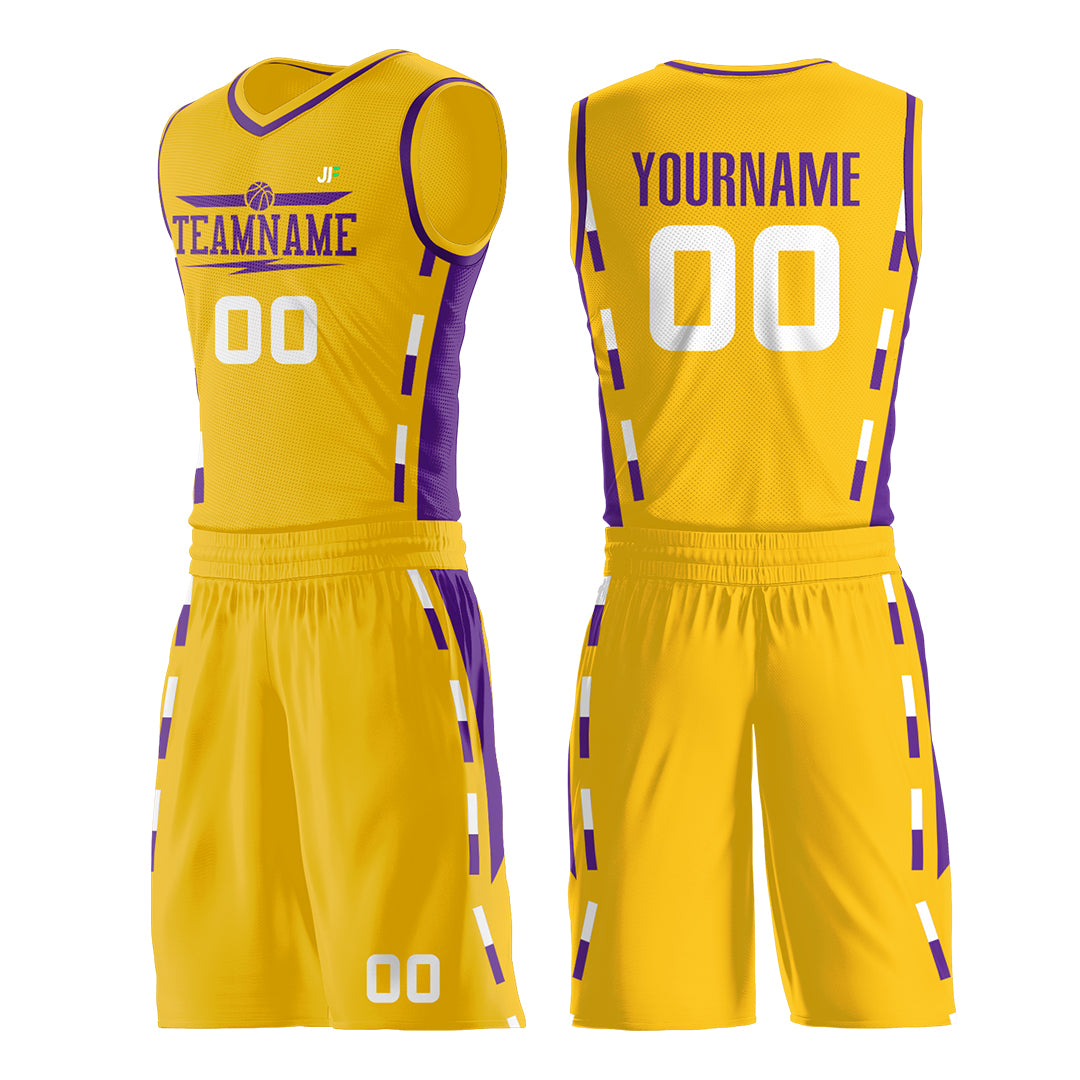 Custom Reversible Yellow Basketball Uniform Hip Hop Athletic Sports Shirts Mesh Jersey