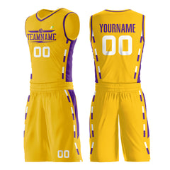 Custom Reversible Yellow Basketball Uniform Hip Hop Athletic Sports Shirts Mesh Jersey