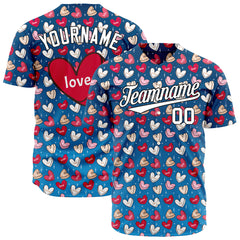 Custom Royal Heart Valentine's Day Baseball Jersey Fans Special Edition Authentic Shirt