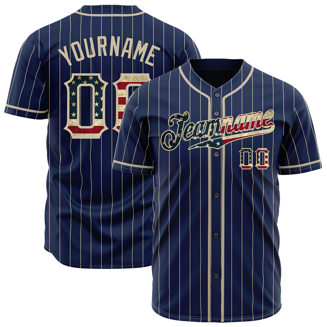 Custom Royal National Flag Pinstripe Fans Special Edition Authentic Vintage Baseball Jersey