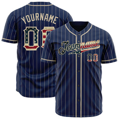 Custom Royal National Flag Pinstripe Fans Special Edition Authentic Vintage Baseball Jersey