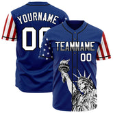 Custom Royal National USA Flag Two Tone Authentic Vintage Baseball Jersey